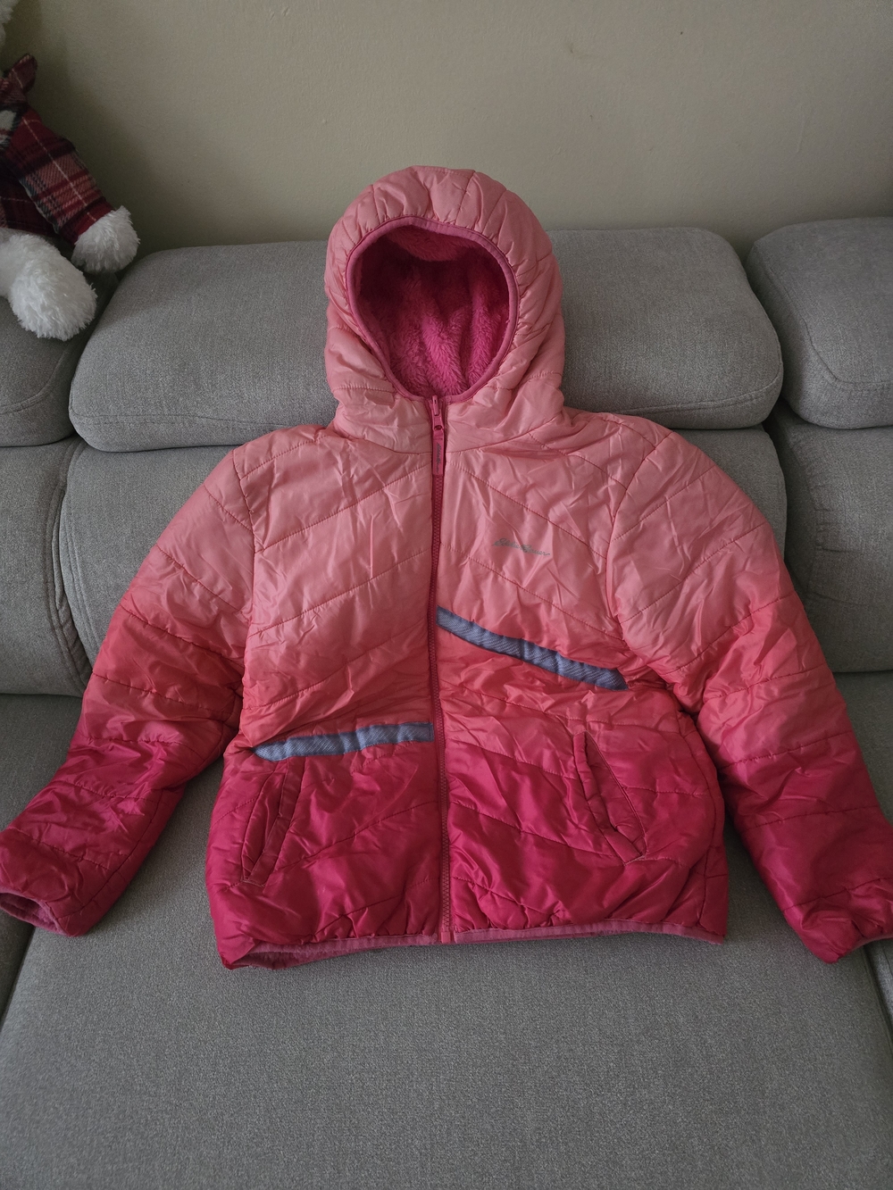 Kids Pink Ombre Hooded Puffer Jacket